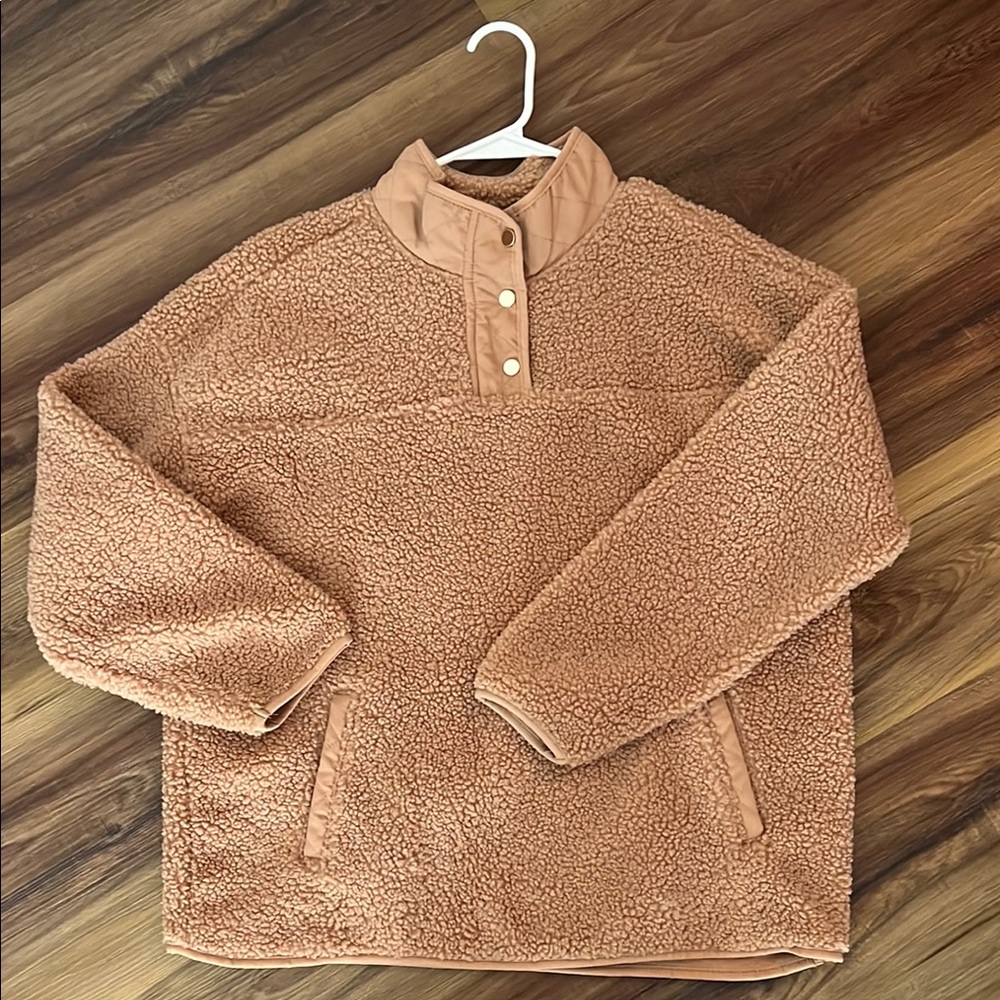 Cozy Tan Sherpa Pullover